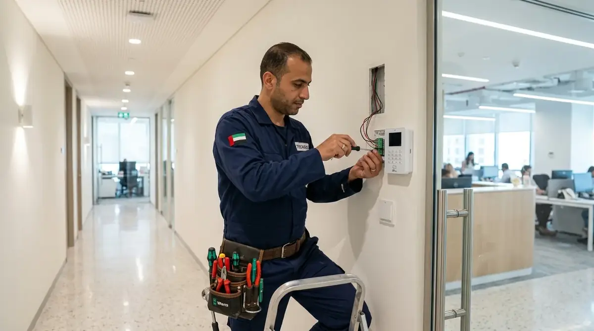RFID card and keypad access control system installation for commercial properties by Al Tair Althahbi