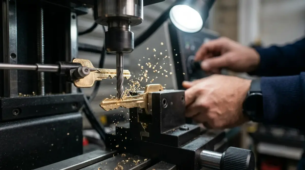 Ultra-precision CNC car key cutting at Al Tair Althahbi workshop Madinat Zayed